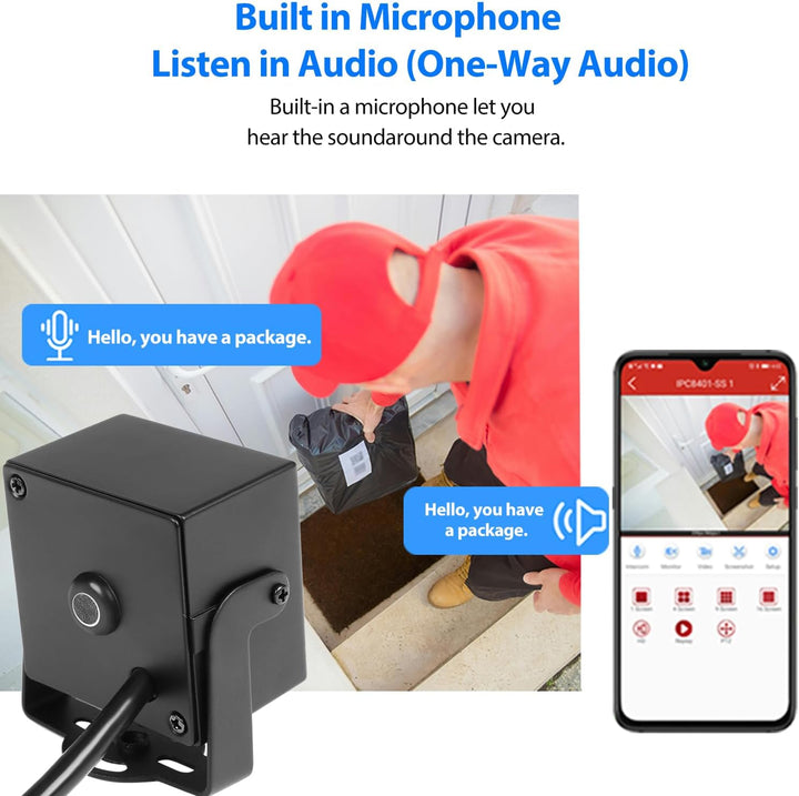 REVODATA TSEye Mini 5MP PoE IP Kamera mit Audio, 3.7mm Pinhole Objektiv, Ultra HD 2880 x 1620P@20fps