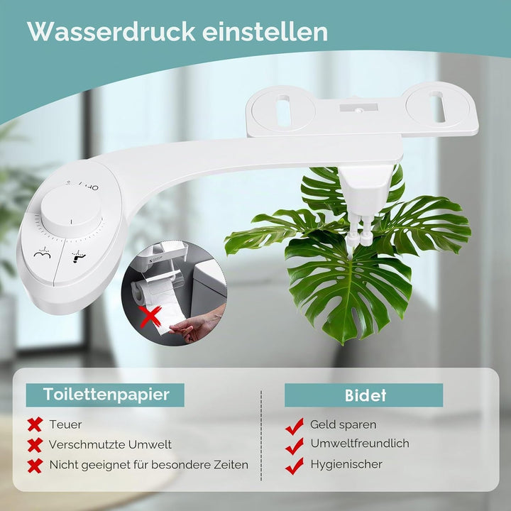 Bidet Aufsatz für Toilette, Nicht Elektrisches Kaltwasser-Bidet mit Einziehbaren Doppel Selbstreinig