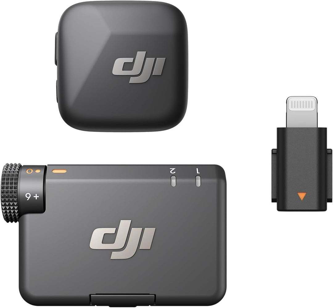 DJI Mic Mini (1 Sender + 1 Empfänger) mit Mic Mini Handy-Adapter (Lightning), Ultraleicht, Detailrei