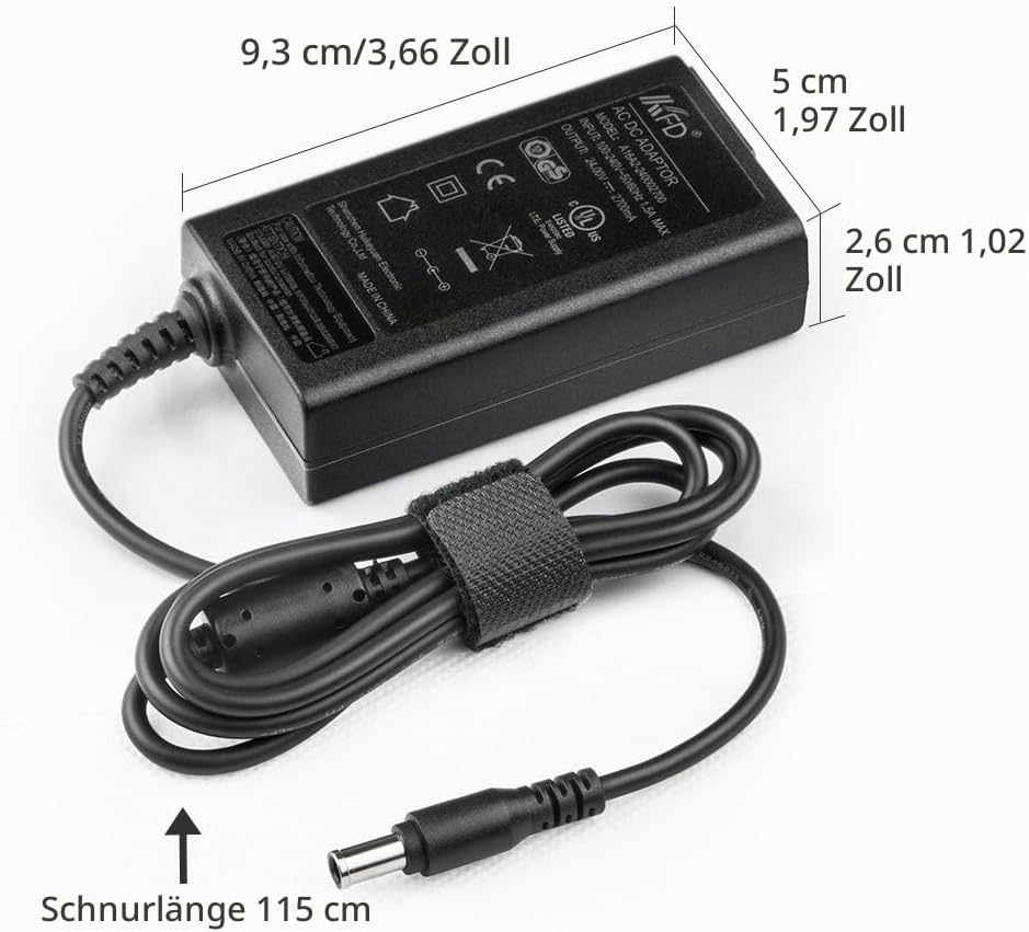 KFD Netzteil 24V Ladegerät Ladekabel für Epson Workforce WF-100 WF110 DS-410 Scanner Perfection V500