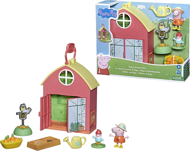 Peppa Pig Peppa’s Adventures Peppas Gartenhäuschen Spielset, enthält 1 Figur, 5 Accessoires, mit Tra