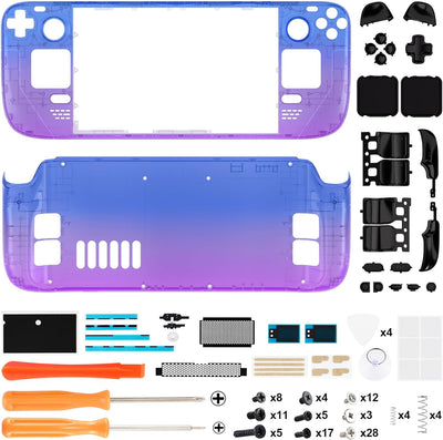 eXtremeRate Ersatz Front/Rückplatte&Tasten Set für Steam Deck, Full Case Gehäuse&D-Pad ABXY Trackpad