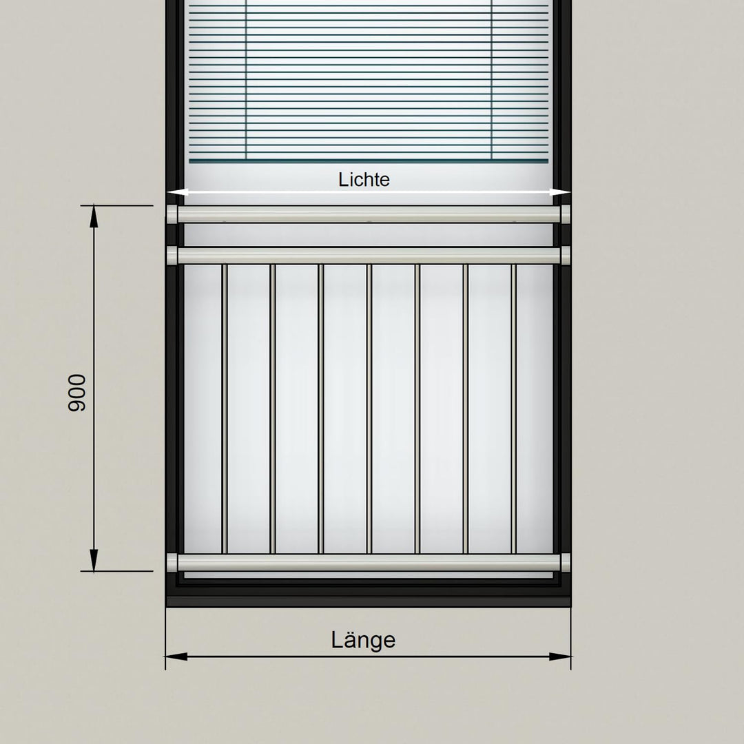 Edelstahl V2A - Französischer Balkon Franz Geländer Stabgeländer Innenbefestigung - 100x90 bis 185x9