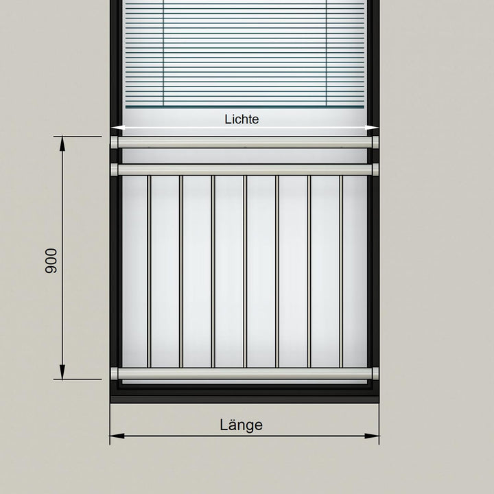 Edelstahl V2A - Französischer Balkon Franz Geländer Stabgeländer Innenbefestigung - 100x90 bis 185x9