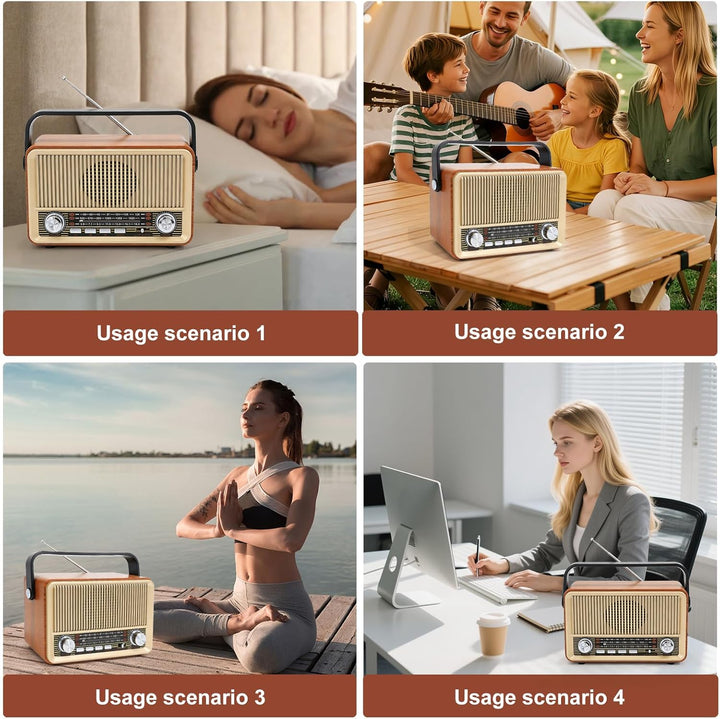 Retro Radio mit Bluetooth, Kofferradio Batteriebetrieben oder mit Stromkabel, Nostalgie Küchenradio