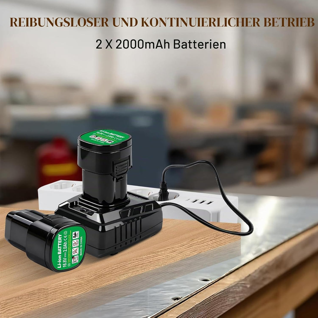 Akkuschrauber 16,8V 150Nm mit 2 * 2,0ah Akkus, 3000RPM Akku Bohrschrauber, 3 Gang Getriebe, Akku Sch