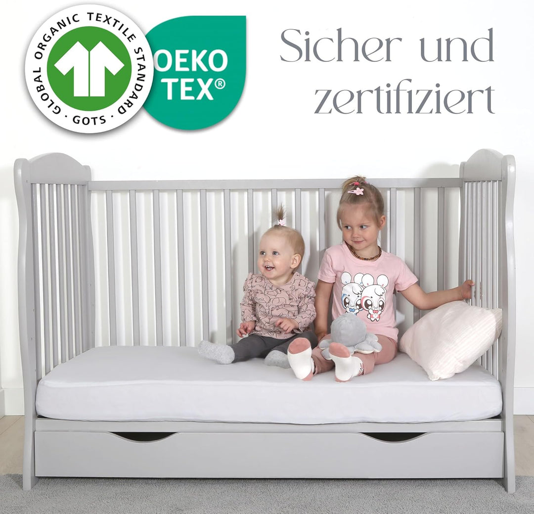 Spannbettlaken Kinderwagen 40x90 Aus 100% Bio-Baumwolle – Waschbar &amp; Ultraweich Grau 2er-Set Spannbe