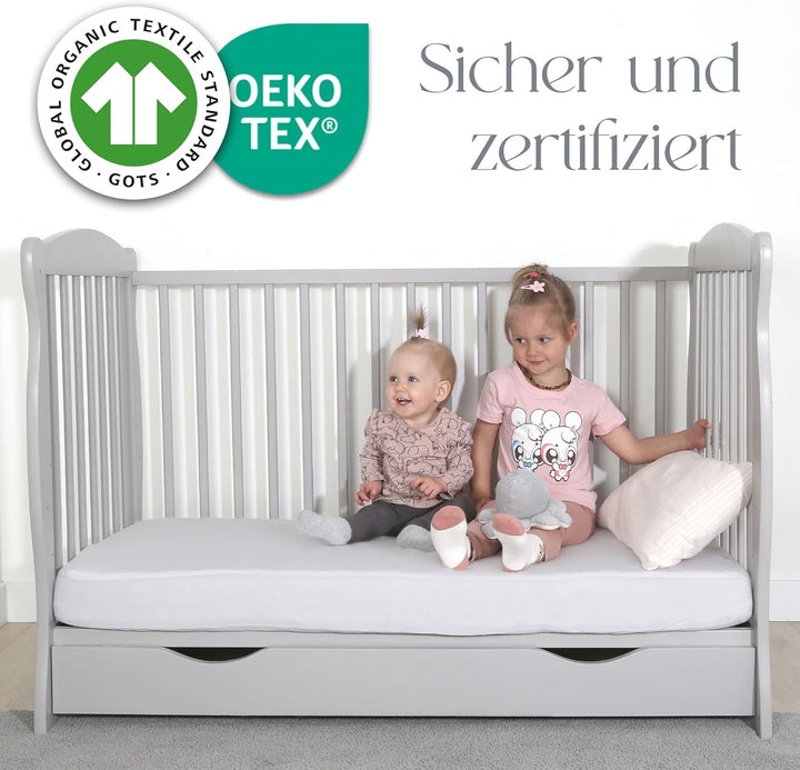 Spannbettlaken Kinderwagen 40x90 Aus 100% Bio-Baumwolle – Waschbar &amp; Ultraweich Grau 2er-Set Spannbe