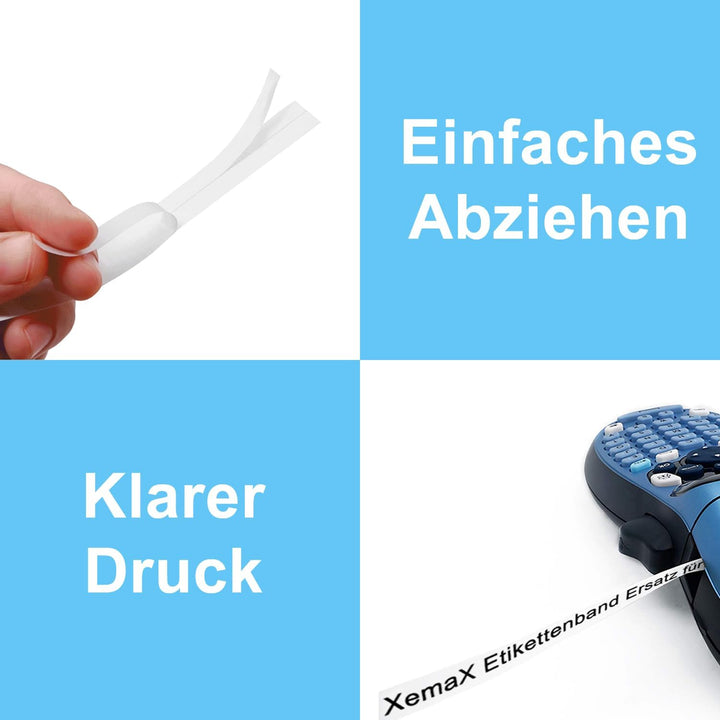 6x Etikettenband Ersatz für Dyno Letra Etikettenband 12mm x 4m 16951 91221 91222 91223 91224 91225 E