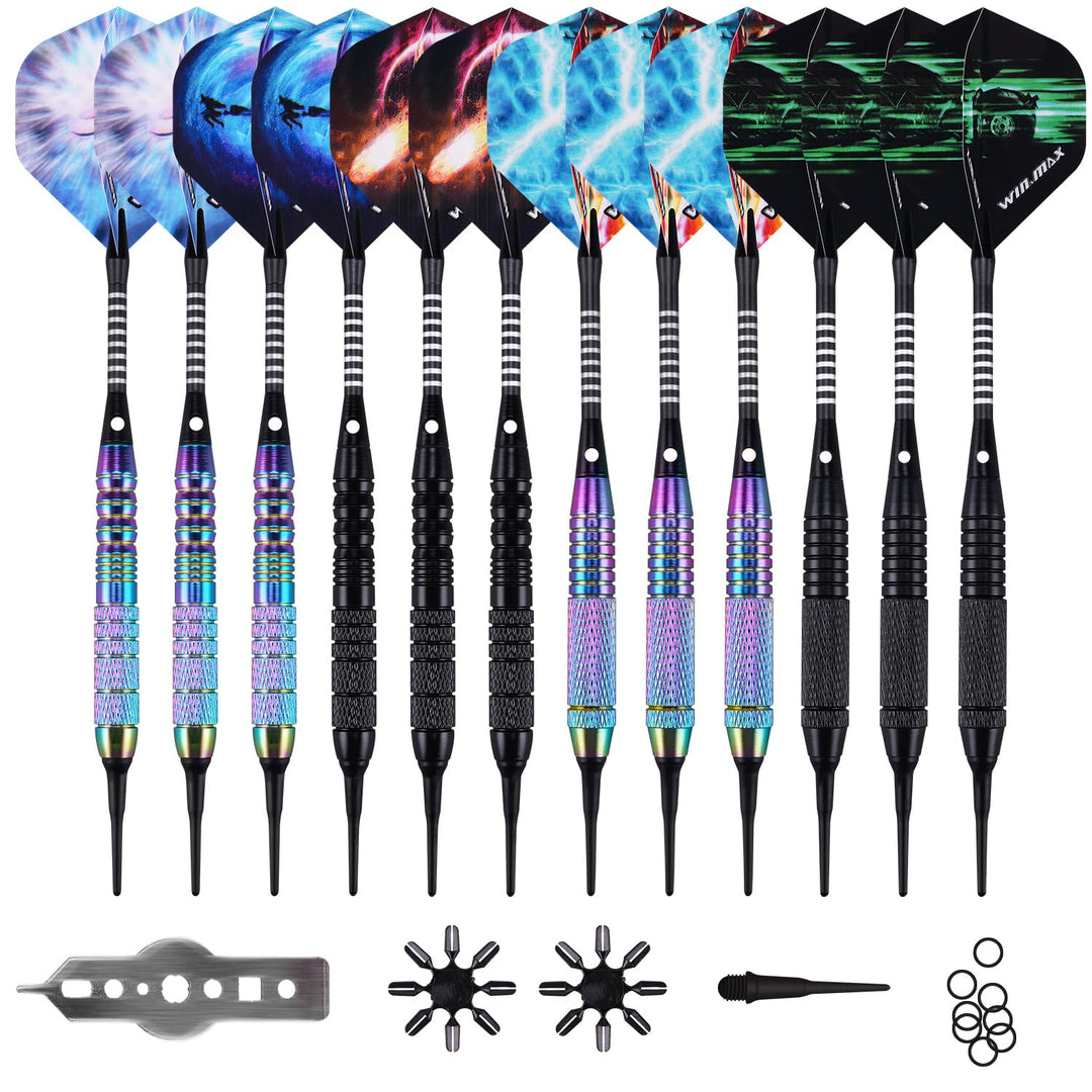 WIN.MAX Dartpfeile mit kunststoffspitze für elektronische dartscheibe 12 Stück Soft Darts Pfeile Set