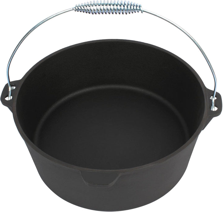 Dutch Oven 13,6 Liter von El Fuego®, 100% Gusseisen, inkl. Schürhaken und Tragebügel, Camping & Outd