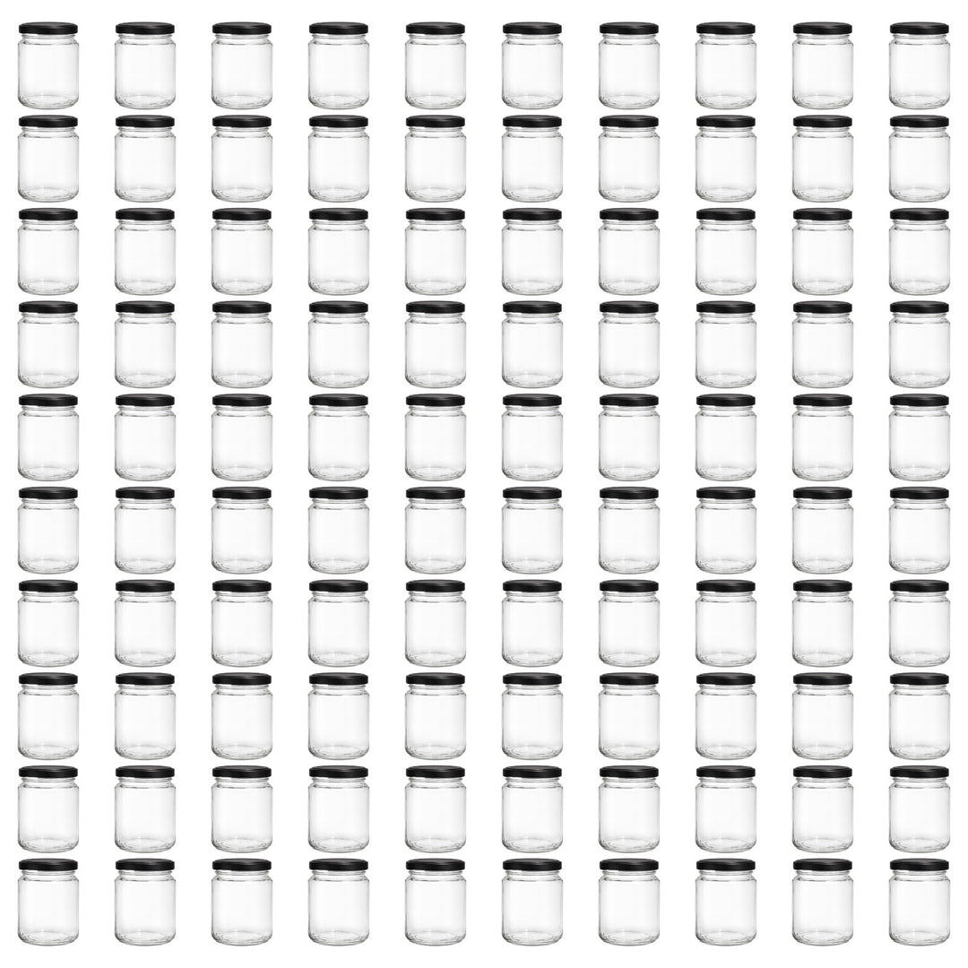 Vitrea 100x Marmeladengläser 275 ml - mit Deckel Schwarz TO 66 - Einmachgläser zum befüllen mit Schr