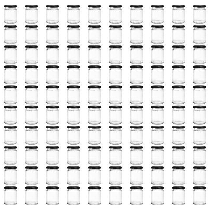 Vitrea 100x Marmeladengläser 275 ml - mit Deckel Schwarz TO 66 - Einmachgläser zum befüllen mit Schr