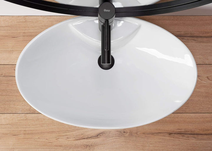 VBChome Waschbecken 59 x 39 cm Keramik Oval Waschtisch Handwaschbecken AUFSATZWASCHBECKEN WASCHSCHAL
