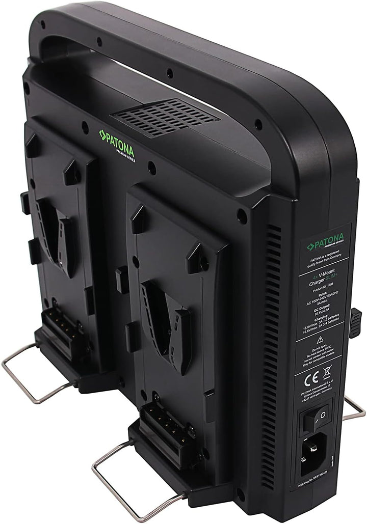 PATONA Premium V-Mount 4 Kanal smart Ladegerät (3A) mit 4-Pin XLR DC Kabel V-Mount 4 Kanal Lader, V-