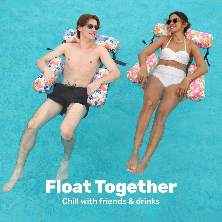 SLOOSH Aufblasbare Wasser Pool Luftmatratze für Erwachsene, 2er schwimmende Pool-Flösse, Aufblasbare