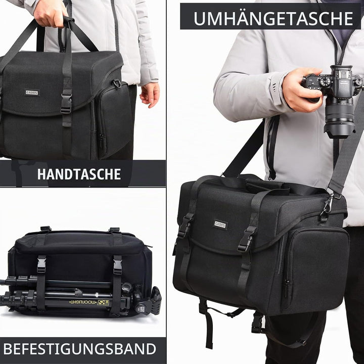 CADeN Large Camera Messenger Bag Case Schultertasche mit Stativhalter Kompatibel für Nikon, Canon, S