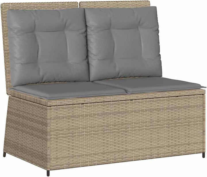 Homgoday Gartenliegebank Beige Poly-Rattan 108 cm Sitzbreite, 2-Personen, für Entspannung und Freilu