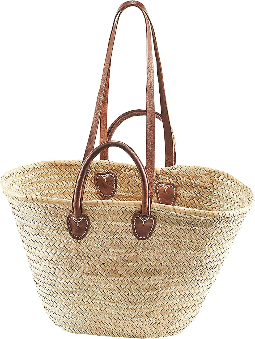 Kobolo Ibizatasche Strandtasche Korbtasche Palmblatttasche - Lederhenkel - ca 50x15x30 cm