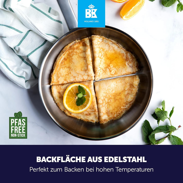 BK Bright Edelstahl Induktion 24 cm Bratpfanne, Mehrfach Verkleidet, Backofenfest, Metallbesteckfest