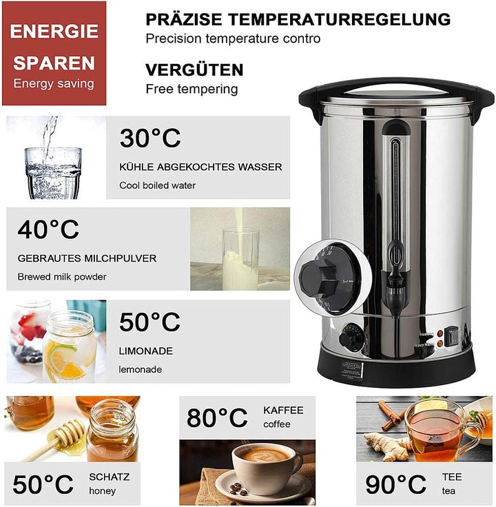 Melko Glühweinkocher Heissgetränkeautomat 7 Liter mit Zapfhahn für Milch, Kaffee, Tee, Kakao, Glühwe