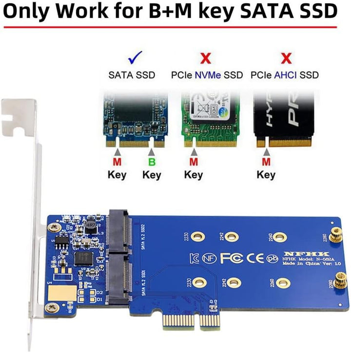 xiwai Dual SATA SSD Karte Konverter JMB582 2280 NGFF Key B+M SSD auf PCI-E 1x Motherboard Desktop Ad