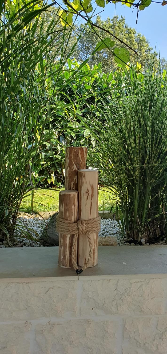 Maritime Windlichtsäulen aus Haselnuss - Naturholz Dekoration Haus und Garten (90 cm), 90 cm
