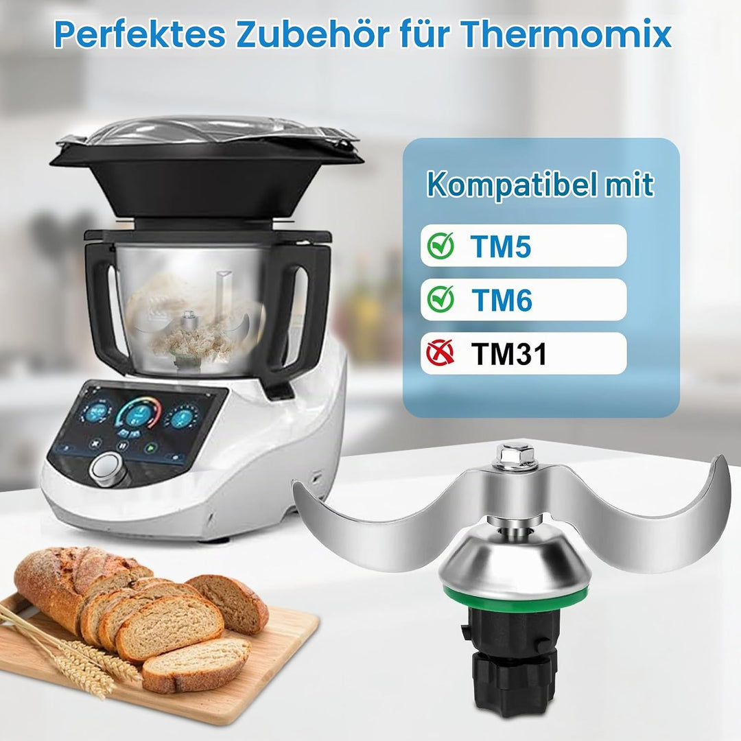 Teigmesser für Thermomix TM5 TM6, Edelstahl Teigmischmesser Messer, Mixmesser Ersatz Zubehör für Vor