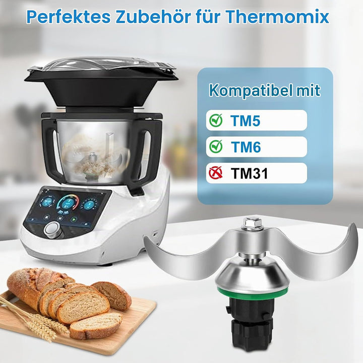 Teigmesser für Thermomix TM5 TM6, Edelstahl Teigmischmesser Messer, Mixmesser Ersatz Zubehör für Vor