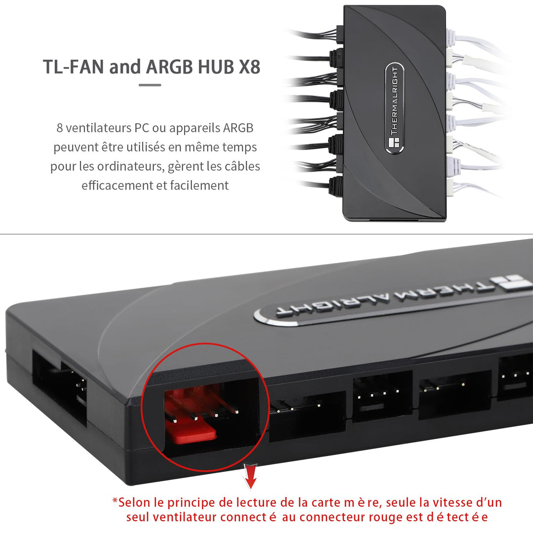 Thermalright FAN ARGB UND HUB Controller Unterstützung 8-Port 3-Pin PC Fan Controller, 5V Fan Hub, s