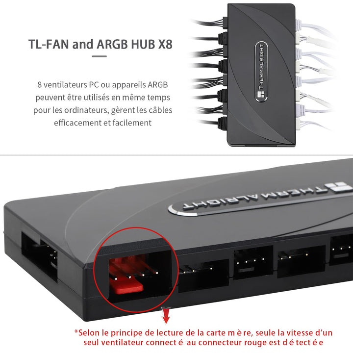 Thermalright FAN ARGB UND HUB Controller Unterstützung 8-Port 3-Pin PC Fan Controller, 5V Fan Hub, s
