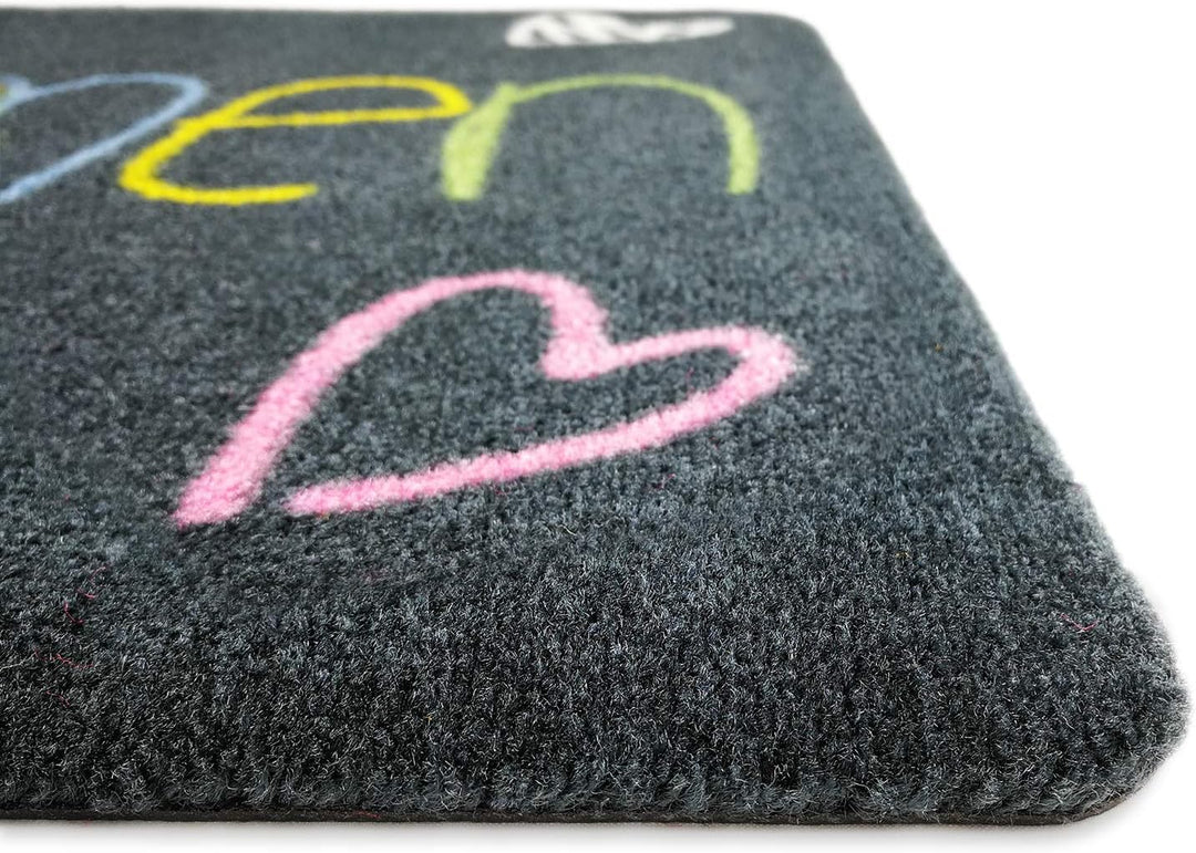 deco-mat Fussmatte Willkommen 50 x 70 cm Grau - rutschfeste, waschbare Fussmatte für Aussen und Inne