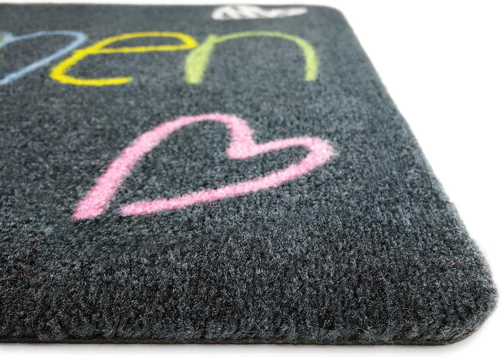deco-mat Fussmatte Willkommen 50 x 70 cm Grau - rutschfeste, waschbare Fussmatte für Aussen und Inne