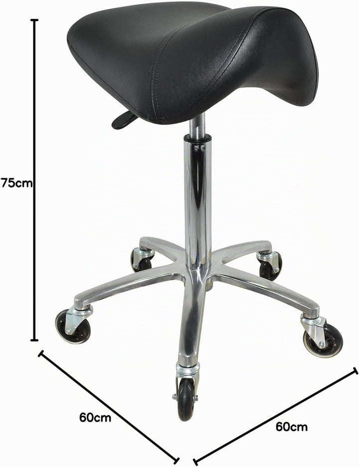 Premium Sattelhocker, Sattelstuhl für Rückenentlastung, Rollhocker höhenverstellbar von 55-75 cm Dre