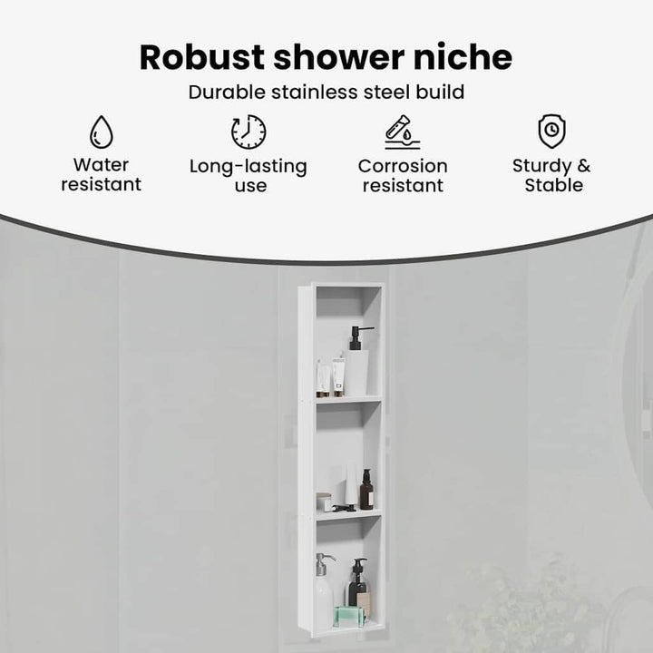 vidaXL Duschnische Weiss 90 x 20 x 9,5 cm Edelstahl Matt-weiss 90 x 20 x 9,5 cm, Matt-weiss 90 x 20