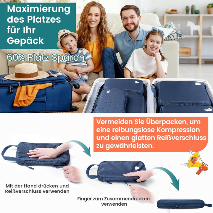 Packing Cubes Compression 8 Stück Koffer Organizer,Wasserdicht PackwüRfel Packtaschen Kompression, T