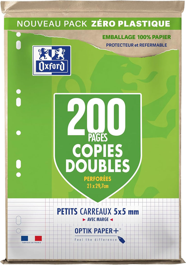 Oxford 100105678 Doppelkopierhüllen, A4, kleine Karos, 5 x 5, 5 Stück