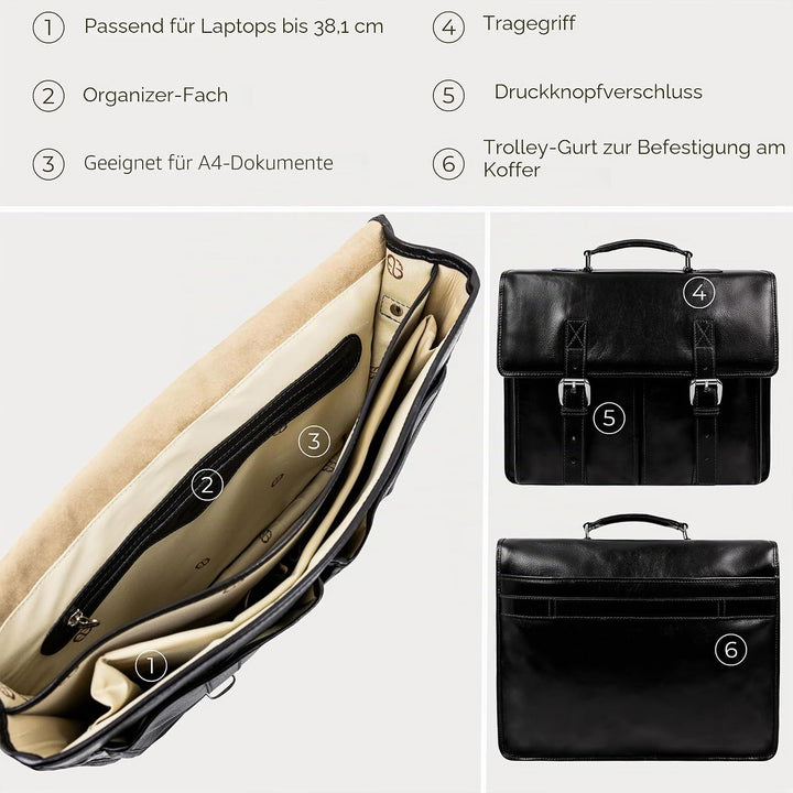 Time Resistance Leder Aktentasche Handgefertigte Umhängetasche Laptop Tasche für bis zu 15 Zoll Lapt