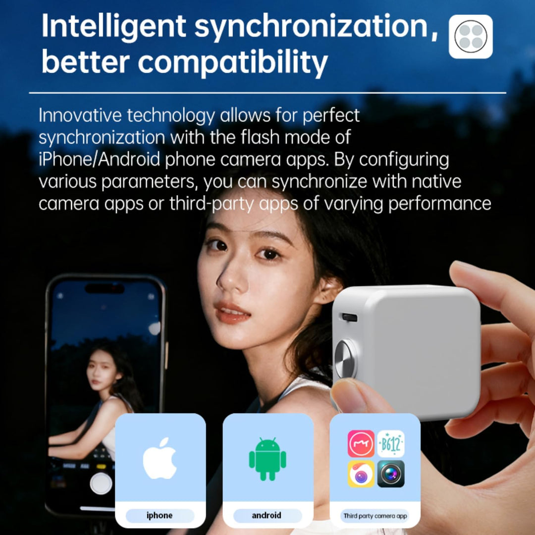 Funmount Externes Smartphone-Blitzlicht 18W mit 3W Dauerlicht · Magnetische Handy Fotolampe · Synchr
