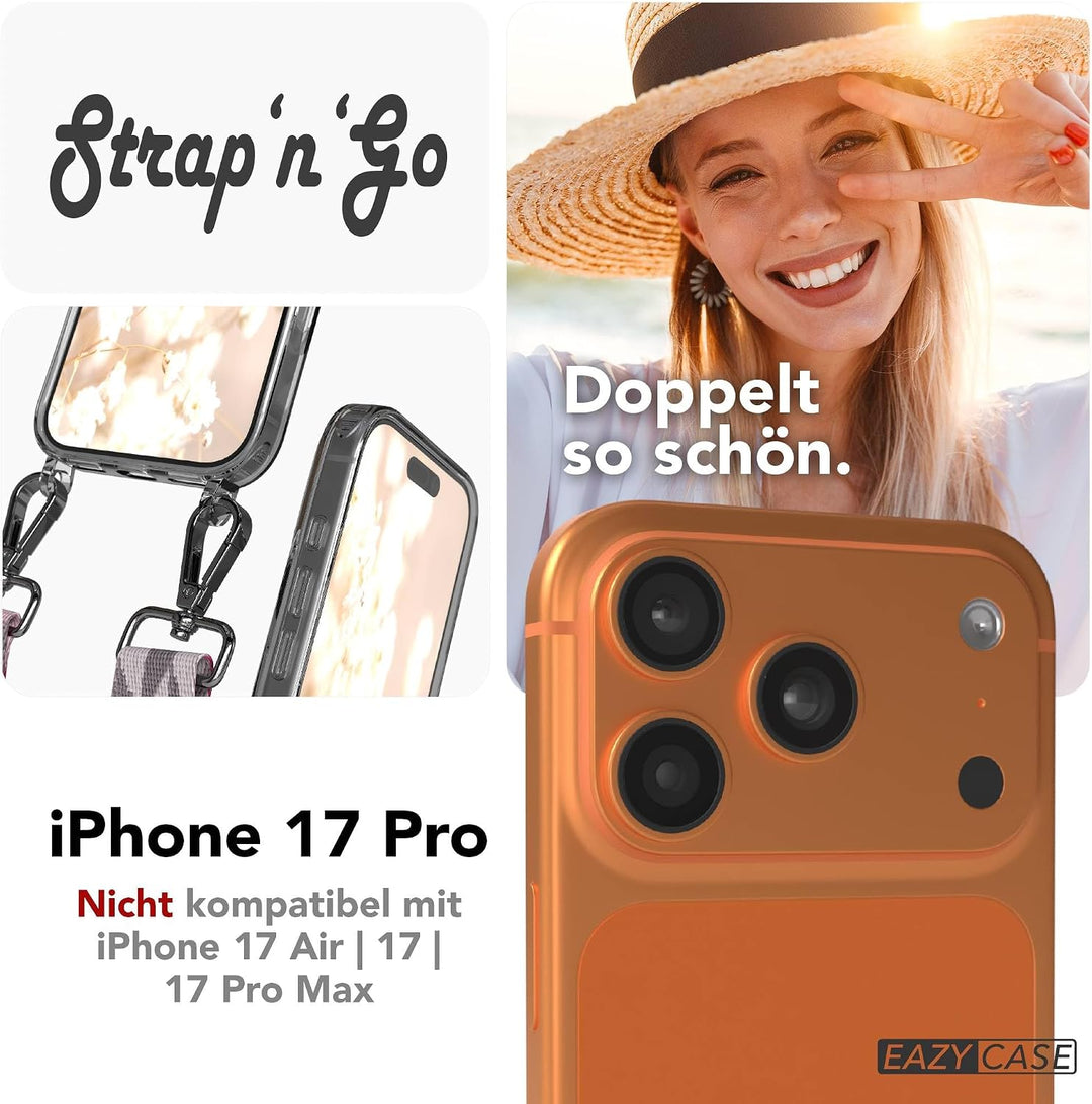 EAZY CASE Handykette - Verstellbares Taschenband kompatibel mit iPhone 17 Pro, Schulterriemen, Handy