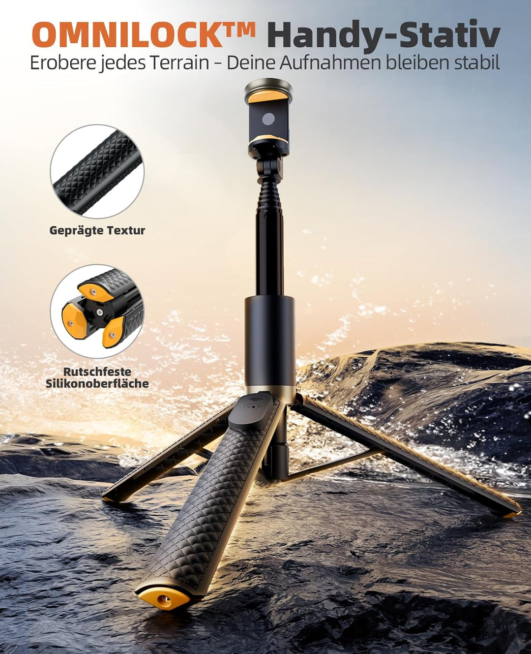 Vimose 158cm Handy Stativ, Schwere Ausführung Selfie Stick mit Fernbedienung, tragbares Reisestativ