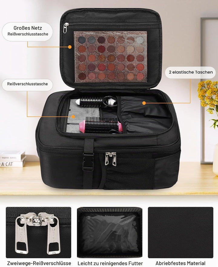 Make-up Rucksack, Profi Reise Make-up-Koffer Set für Frauen – XL Kosmetik-Organisierer mit Pinselauf