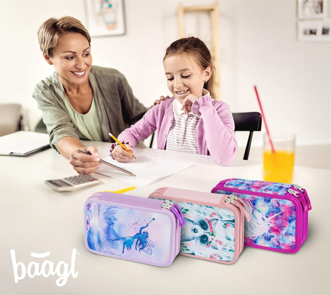 Baagl 2 Fach Federmäppchen für Jungen Mädchen, Schulmäppchen für Schreibwaren, Schulsachen Federtasc