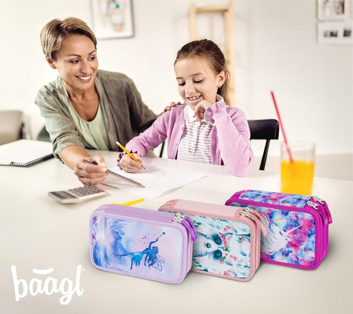 Baagl 2 Fach Federmäppchen für Jungen Mädchen, Schulmäppchen für Schreibwaren, Schulsachen Federtasc