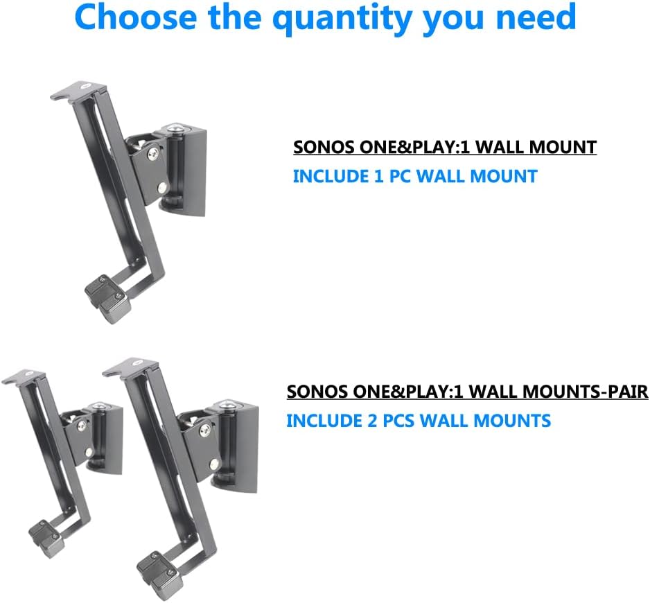 EMAQUIN Wandhalterung Paar(2 Stück) für SONOS One/One SL/SONOS Play 1 Speaker(Drehbar und neigbar,ko