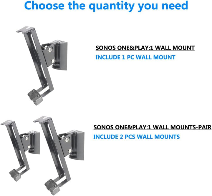 EMAQUIN Wandhalterung Paar(2 Stück) für SONOS One/One SL/SONOS Play 1 Speaker(Drehbar und neigbar,ko
