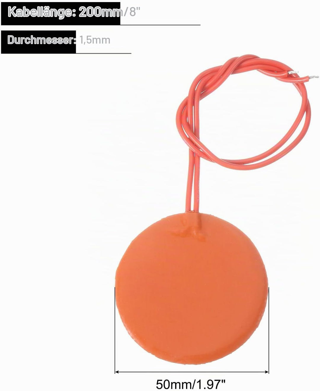 sourcing map Silikon-Heizmatte, 12V 5W Heizfolie Flexible Heizplatte 50mm Heizmatte für konstante Te
