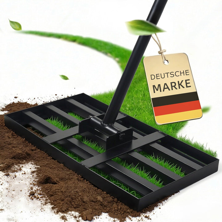Rasenrakel Nivellierrechen Rasen Rakel, Metallstiel Rasenwerkzeug, zum Rasensanden Nivellieren Eineb