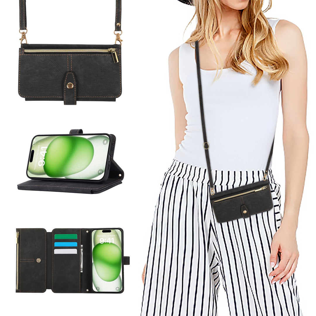 ZCDAYE Hülle für iPhone 17 Pro mit Band Handykette, Leder Handyhülle Handytasche mit Kordel Kartenfä