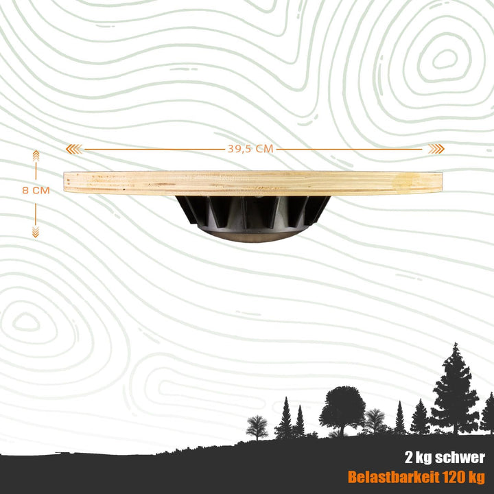 Balance Board aus Holz Ø 39,5 cm Gleichgewichtstrainer für Erwachsene Balancebrett Fitness Brett Zuh